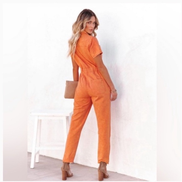 Vici Cotton Orange Jumpsuit Utility - Picture 2 of 13